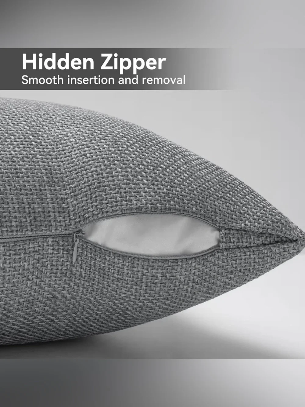 Throw Pillow Covers-Set of 2 Textured Gray